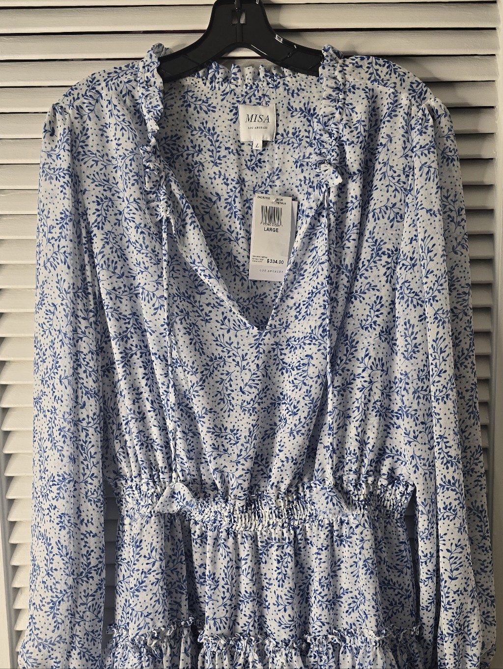Nwt - Misa Los Angeles Blue Floral V-Neck Maxi Dress